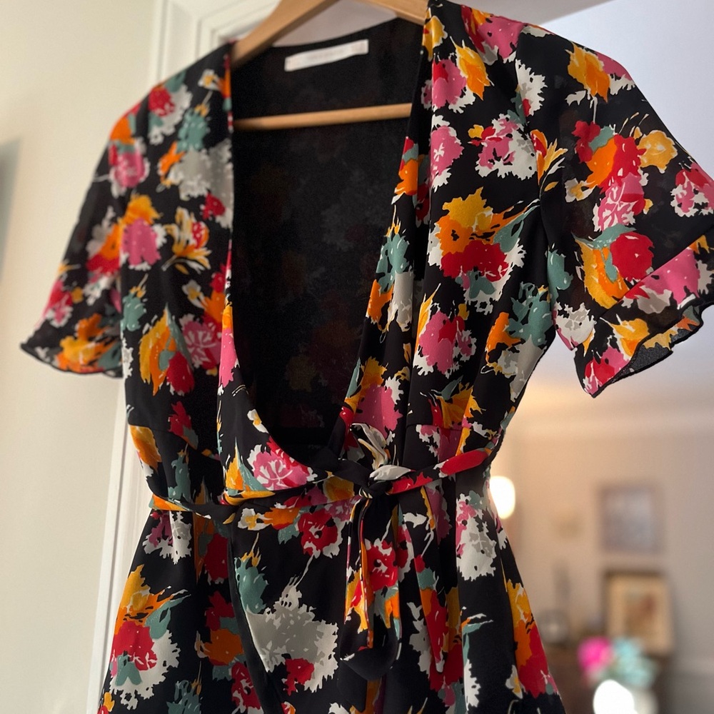 Zara Floral Midi Dress - Black, Red, Pink, Orange